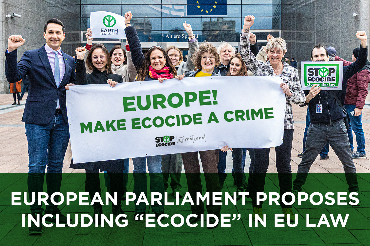Manifestação Européia sobre Ecocídio - Foto https://www.stopecocide.earth/breaking-news-2023/european-parliament-proposes-including-ecocide-in-eu-law