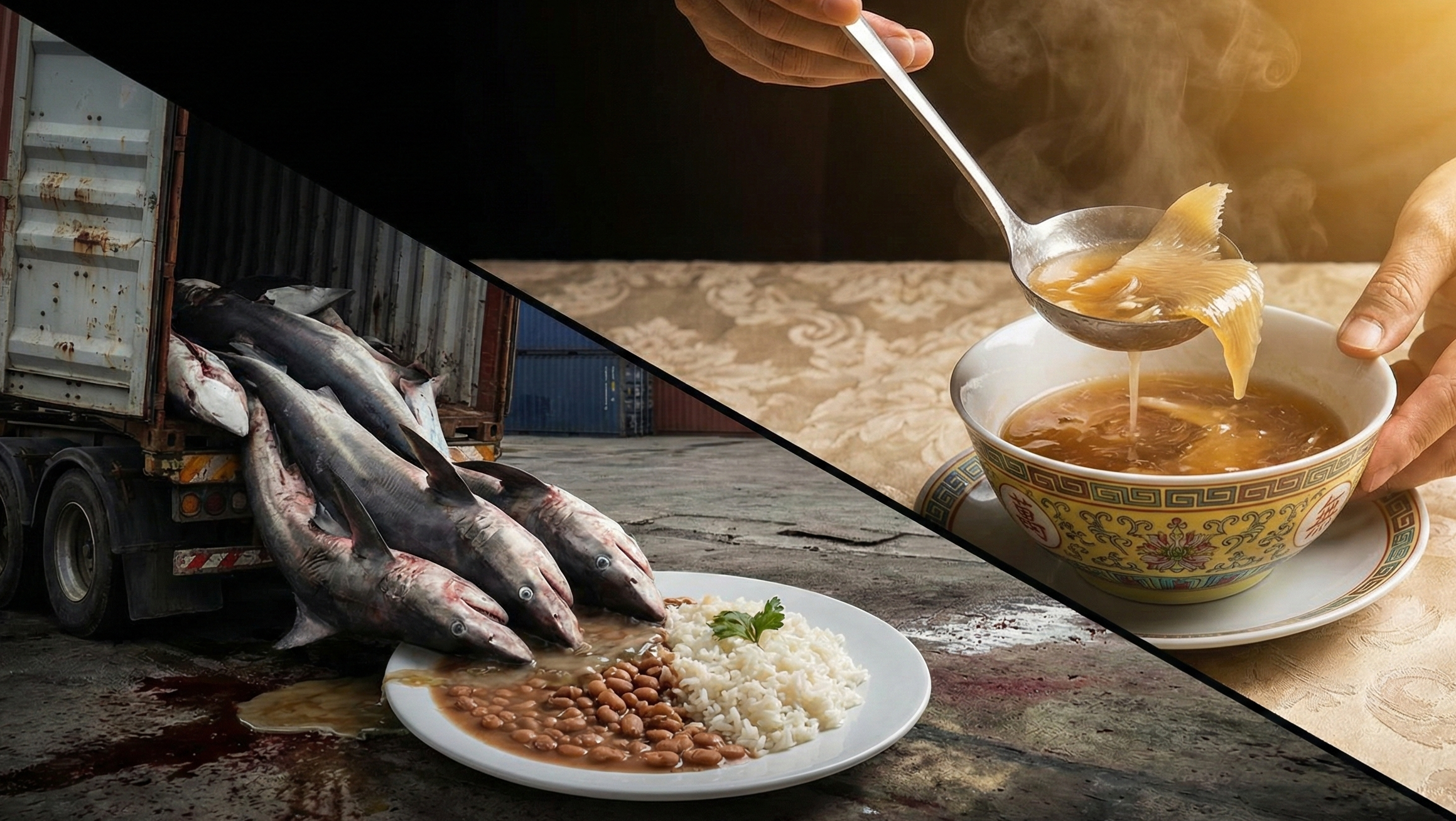 Despejo de carne de tubarão: Eles ficam com o Ouro e entregam Lixo